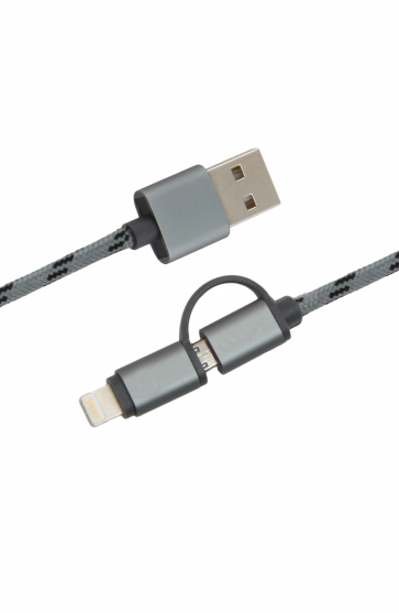 Luxo Cavalry Mirco+Lightning USB Cable-Tarnish