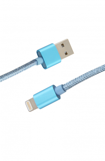 Luxo Glitter Lightning USB Cable with MFI-Blue